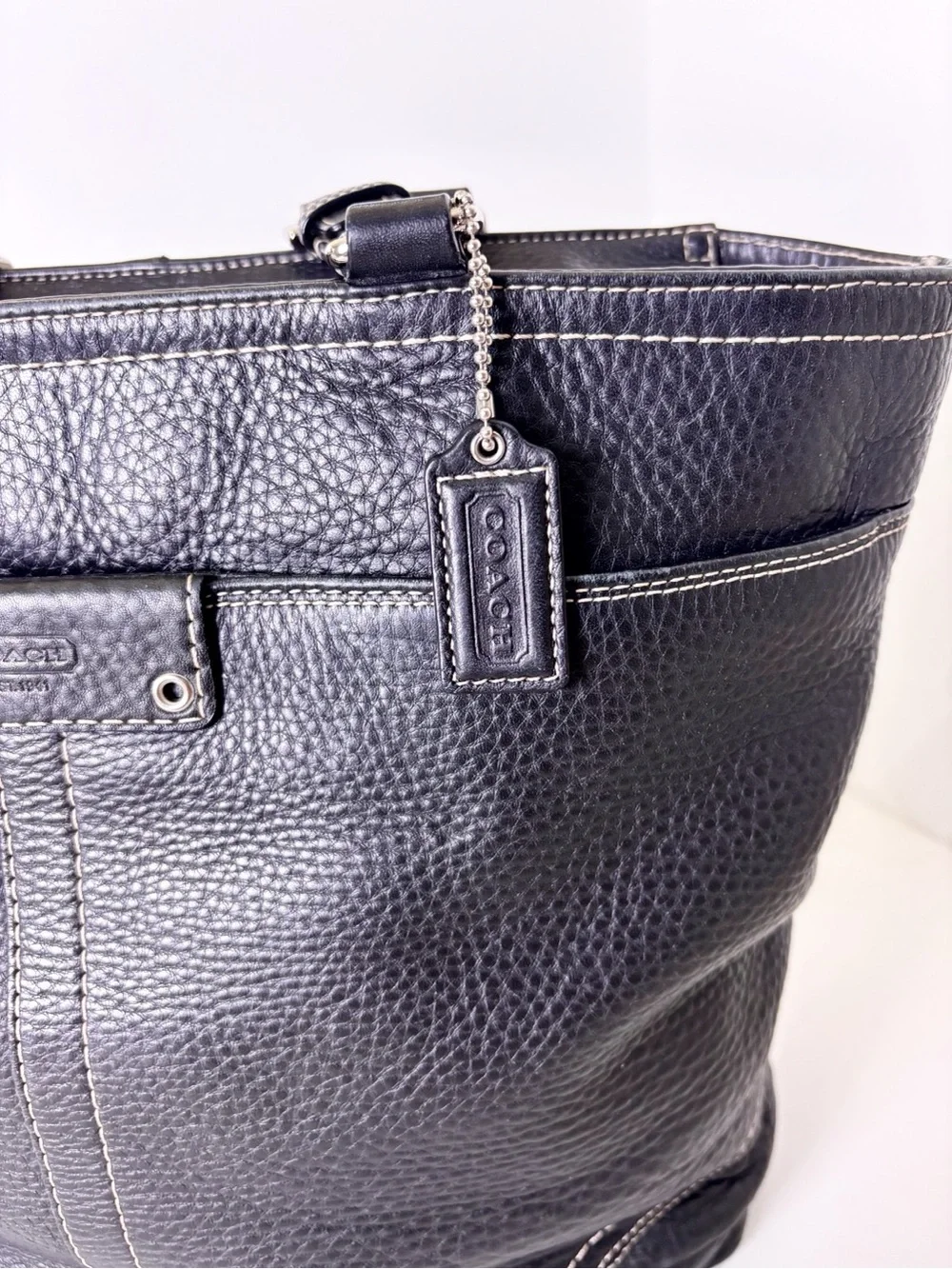 Coach Black Vintage Hamilton Pebbled Leather Handbag Tote Bag F13083